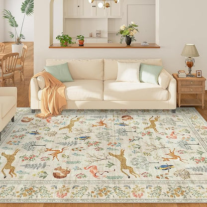 DUKINO 8x10 Area Rugs, Washable Soft Animal Bedroom Rug Non Slip, Low Pile - Image 3