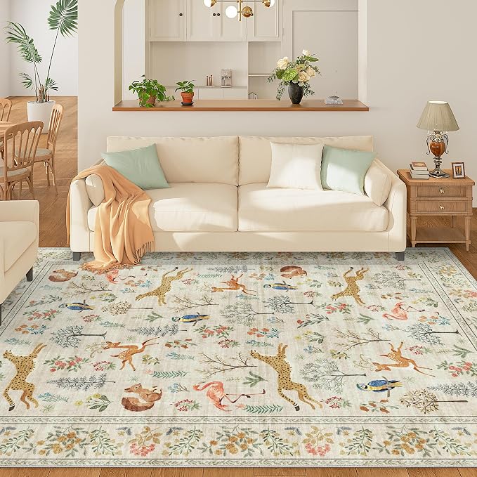 DUKINO 6x9 Area Rug, Washable Animal Living Room Rug Non Slip, Low Pile - Image 3