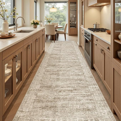 Soalmost Hallway Runner Rug 2'6" x 12' Washable Long Kitchen Rugs Brown | - Image 2