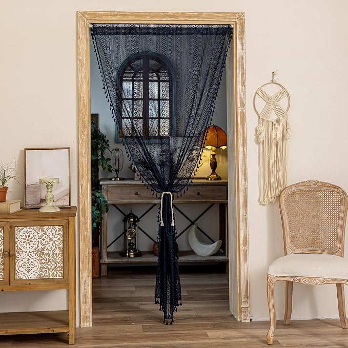 Sutuo Home Navy Blue Boho Doorway Curtain - Image 9