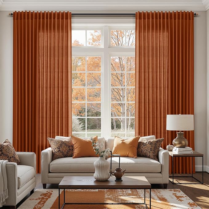 Rust Linen Curtains 108 Inches Long - Image 6