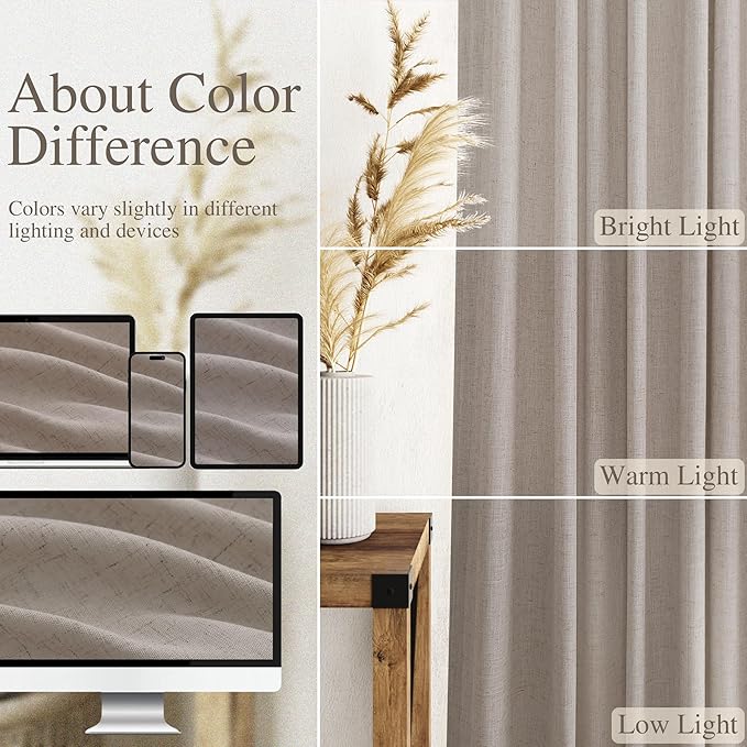 Stone Beige Curtains 90 Inches Long - Image 3