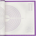 26 * 16 inches Purple, Non-Slip Silicone Baking Sheets - Baking Mat with 0.7mm Thickness - Non-Stick Pastry & Cookie Mat for Kitchen Counter for Rolling Out Dough with Measurements.