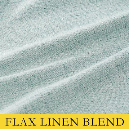 NICETOWN Seafoam Green Blackout Linen Curtains 95" Long, Rod Pocket Back Tab - Image 4