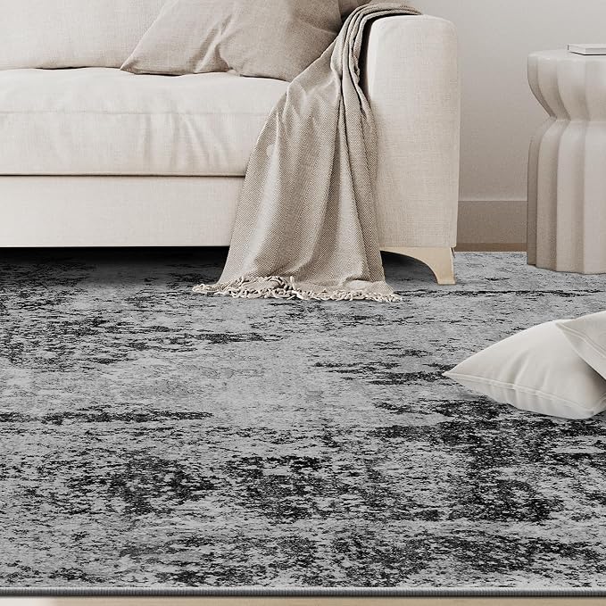 6x9 Area Rugs for Living Room Washable Bedroom Dining Room Black Grey Gold | - Image 9