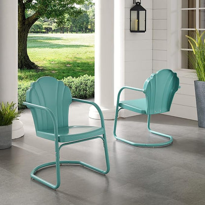 Crosley Furniture Tulip 2-Piece Outdoor Chair Set, Retro Metal Patio Chairs - Image 2