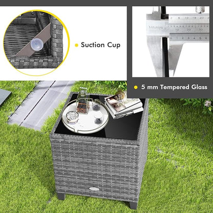 COSTWAY 3-Piece Patio Furniture Set, Outdoor Wicker Rattan Sofa - Image 6