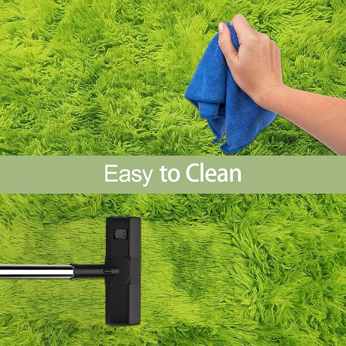 Tie-Dyed Runner Rug for Bedroom Green 2x10ft Fluffy Area Rug Bedside Runner Rug - Image 7