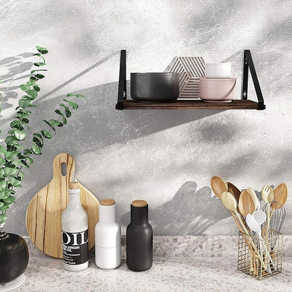 BAMEOS Floating Shelves Rustic Wood Wall Shelf Wall Mounted Shelves - Image 2