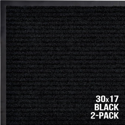 Front Door Mat, Indoor Outdoor Welcome Entryway Muddy Entrance, 30x17 Black | - Image 7