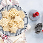 Nordic Ware Pretty Pleated Cookie Stamps Silver Cast Aluminum with Wood Handles, Grey, 3-Piece