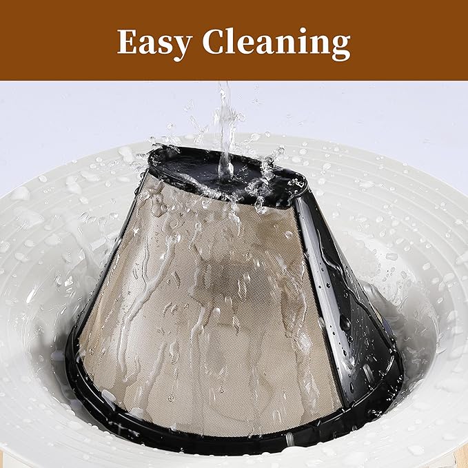2 Pack Reusable Coffee Filters, Gold Metal Permanent Coffee Filter Basket Replacement for Cuisinart and Ninja Coffee Maker (8-12 Cup), Food-grade and Easy Cleaning