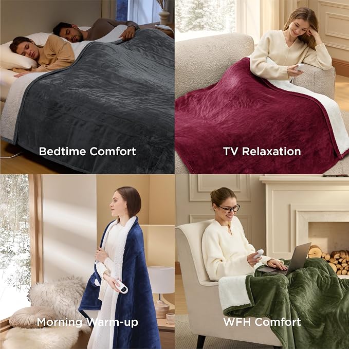 Bedsure Heated Blanket King Size, Dual Control Electric Blanket, Ivory | - Image 8