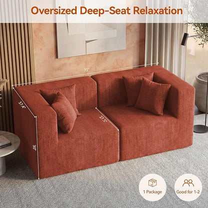 MONVANE 75" Loveseat Sofa, Comfy Chenille Cloud Couch - Image 3