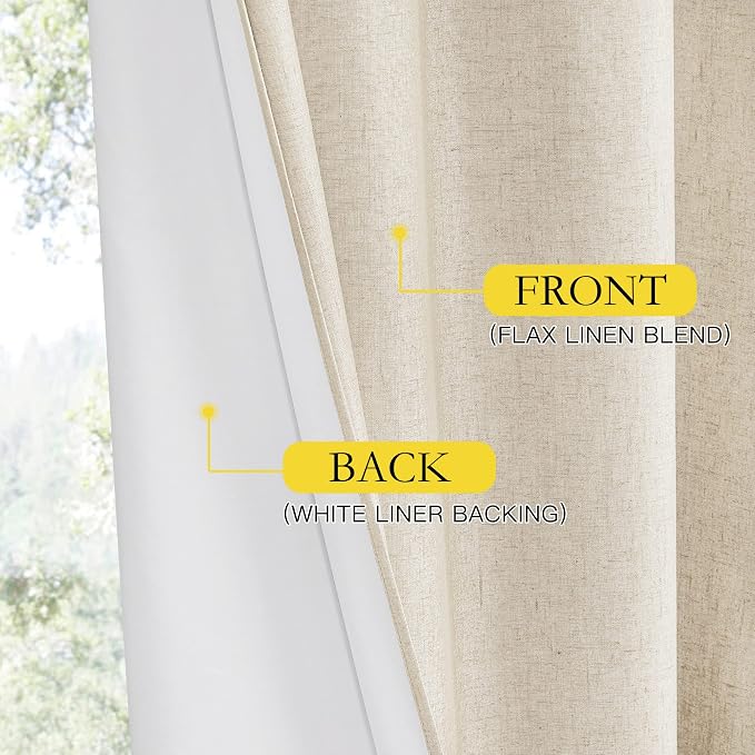 NICETOWN Linen Blackout Cold Blocking Curtains 63" Long - Image 6