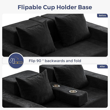 MAXYOYO Loveseat Sofa Bed, 4 in 1 Convertible Boneless Couch Folding Recliner - Image 6
