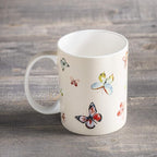 Maison d' Hermine Coffee Mug with Handles Fine Bone China Mugs Pack of One Tea Cups for Hot Beverages Cappuccino Latte Home Restaurant Office Perfect for Gift (Botanical Fresh - Butterflies, 12 Ounce)