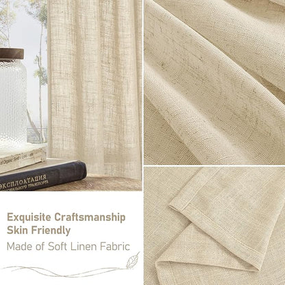 Semi Sheer Linen Curtains for Living Room, 80 Inch Length Light Filtering - Image 7