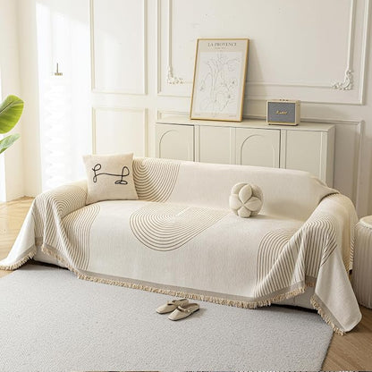 Boho Sofa Covers for 2 Cushion Couch, Chenille Sofa Slipcover for Pets Washable by KaviKon