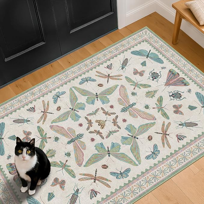 Washable Sage Green Large Entryway Rug, 3x4 Area Rugs - Image 3