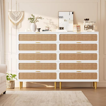 GarveeHome Rattan 5 Drawer Dressers - Image 4