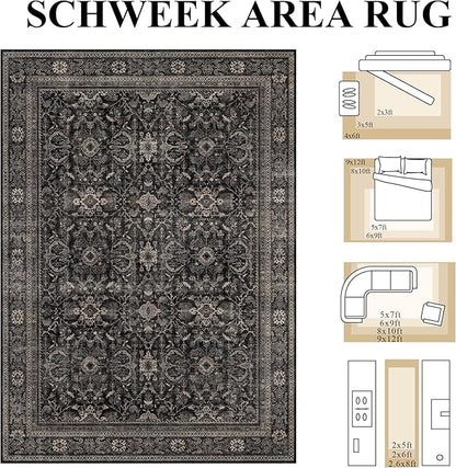 Schweek 5x7 Washable Area Rugs Non Slip Rug - Image 2