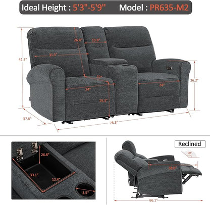 MCombo 78.3" Wall Hugger Power Loveseat Recliner Sofa - Image 3