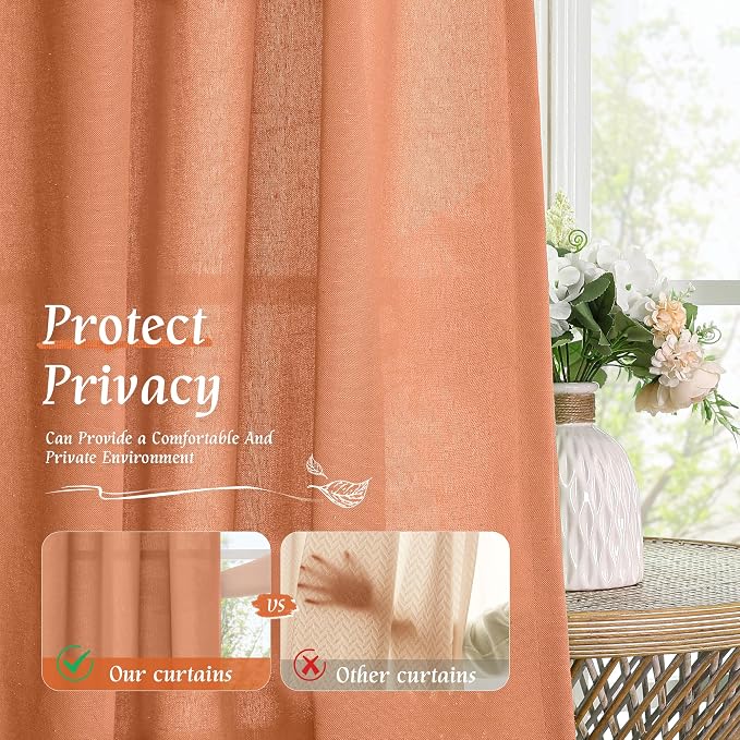 Terracotta Linen Curtains 72 inches Long - Image 5
