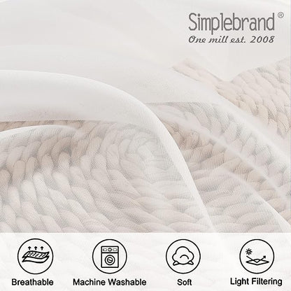 Simplebrand Ivory Sheer Curtains 120 Inches Long, Extra Long Rod Pocket Solid - Image 6
