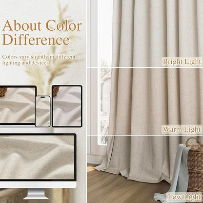 Extra Long 100% Blackout Linen Curtains - Image 7