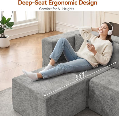 MONVANE Modular Sectional Sofa, Oversized 10 Seat Convertible U Shaped Couch - Image 5