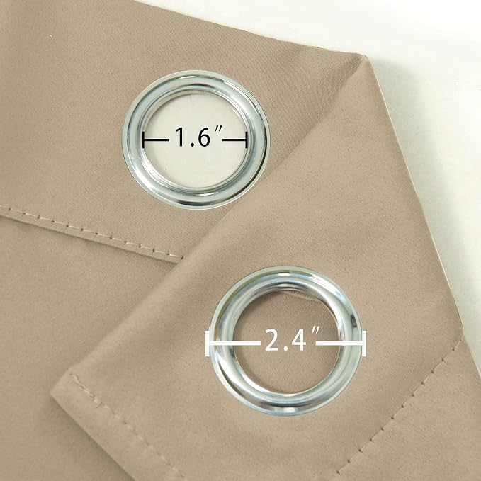 Beige Blackout Curtains 66 x 63 Inch Length/Set of 2 Curtain Panels/Thermal - Image 5