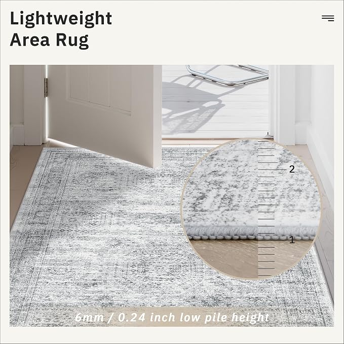 Soalmost 3x4 Rugs Non-Slip, Small Washable Kitchen Entryway Area Rug Grey | - Image 7