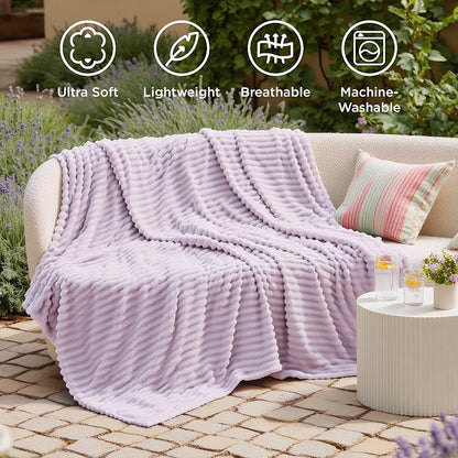 Bedsure Soft Twin Blanket for Bed Decor Gifts Lavender Fog 60"x80" | Birthday - Image 5