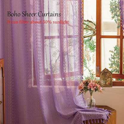 Sutuo Home Lavendar Boho Curtains 84 inches Long - Image 3