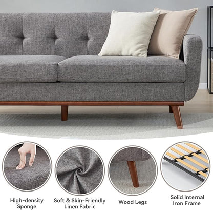 Kingfun 77.2" W Loveseat Sofa, Mid Century Modern Decor Love Seat Couches - Image 5
