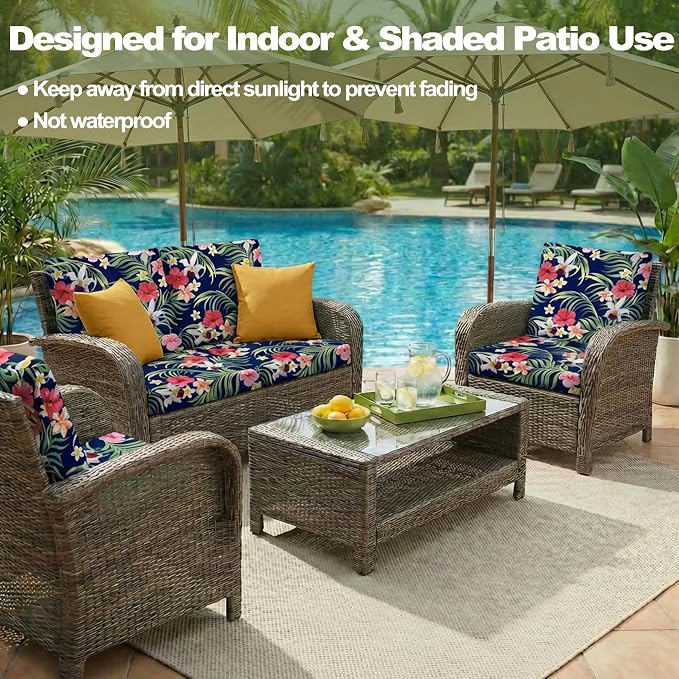 CALBODE 12 Pcs Stretch Outdoor Seat Cushion Covers, Tropical Floral, - Image 5