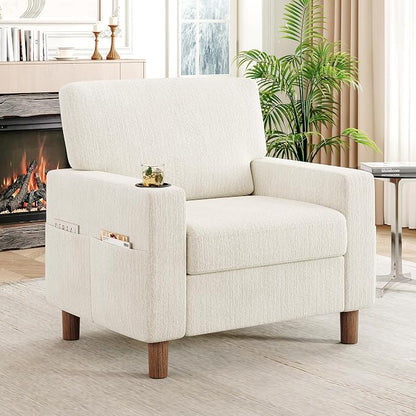 Mid Century Modern Accent Chair, Chenille Comfy Living Room Arm Chairs by ErdoruLiving