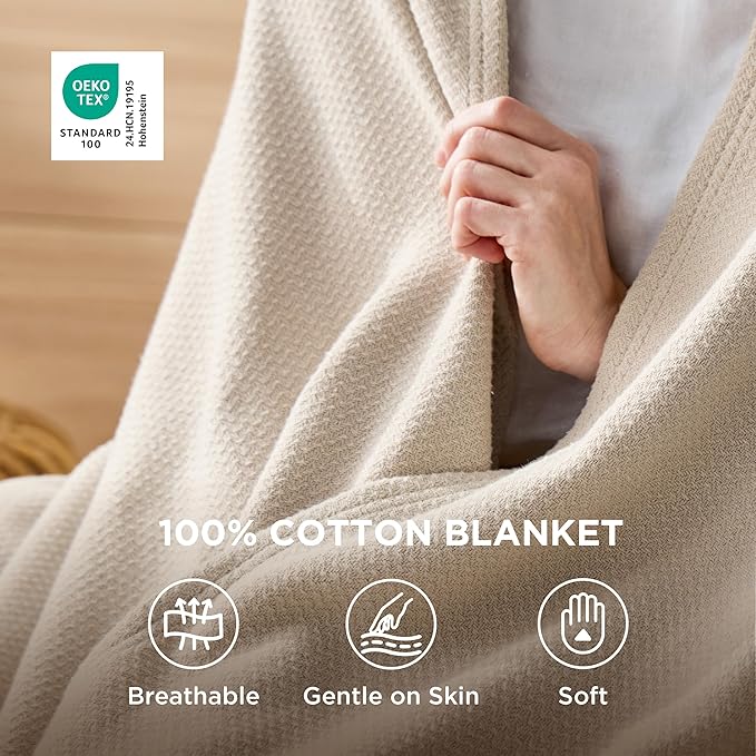 Bedsure GentleSoft 100% Cotton Blanket Full Size - Image 3
