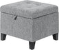 Adeco 18-Inch Cube Storage Ottoman, Upholstered Linen Footrest Stool by Adeco