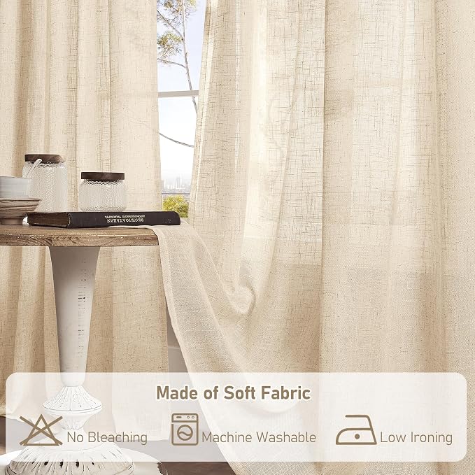 Linen Semi Sheer Curtains 40 Inch - Image 7