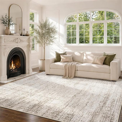 Aelenmu 10x14 Area Rugs for Living Room Dining Room Washable Beige Ivory | Soft - Image 3