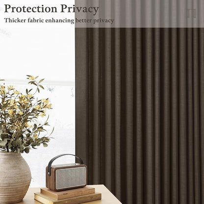 Dark Chocolate Linen Pleated Light Filtering Curtains - Image 2