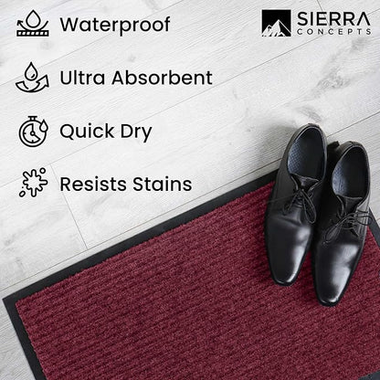 Front Door Mat, Indoor Outdoor Welcome Entryway Entrance Doormat, 36x24 Red | - Image 7