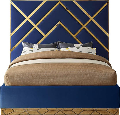 Meridian Furniture VectorNavy-Q Vector Collection Modern | Contemporary Velvet - Image 4