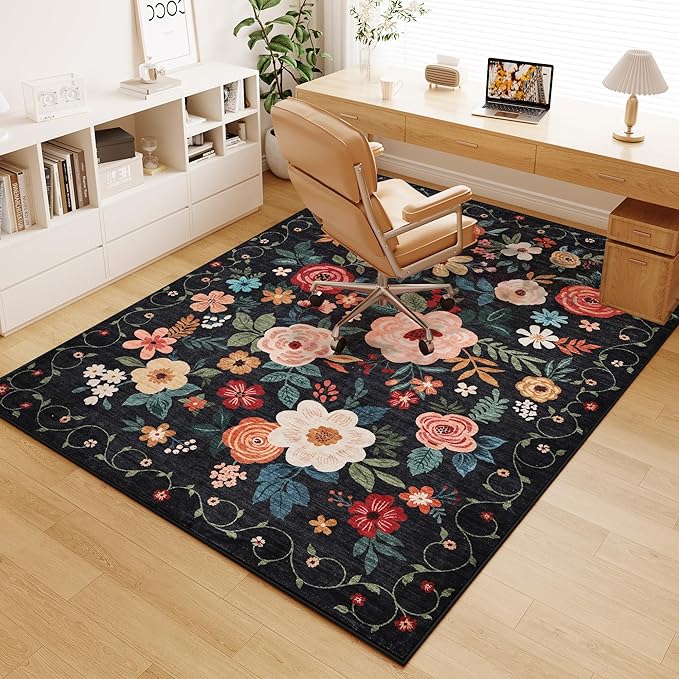 DUKINO 5x7 Area Rugs, Floral Washable Rug - Image 9