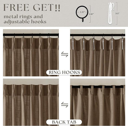 Linen Pleat Semi Sheer Dutch Cocoa Memory Training Curtains 100 Inches Long | - Image 4