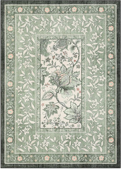 GarveeHome Provence Sage Green 3x5 Rug Washable Non-Slip Low-Pile Indoor Rugs - Image 5