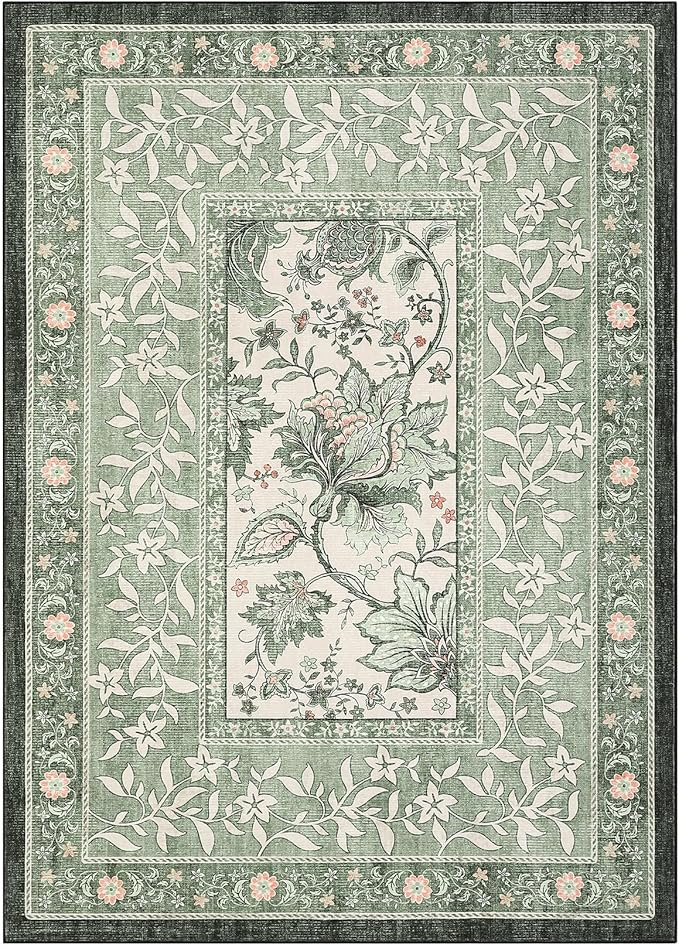 GarveeHome Provence Area Rugs 9x12 Living Room, Botanical Grove Sage Green - Image 4
