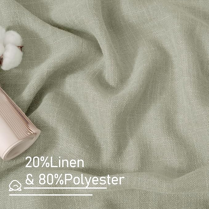 40 Inch Length Linen Curtains for Small Windows Over Silk 2 Panels | Semi Sheer - Image 2
